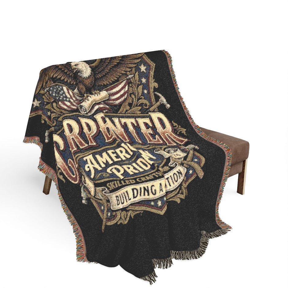 Carpenter Pride Woven Blanket — American Carpenter Emblem Throw