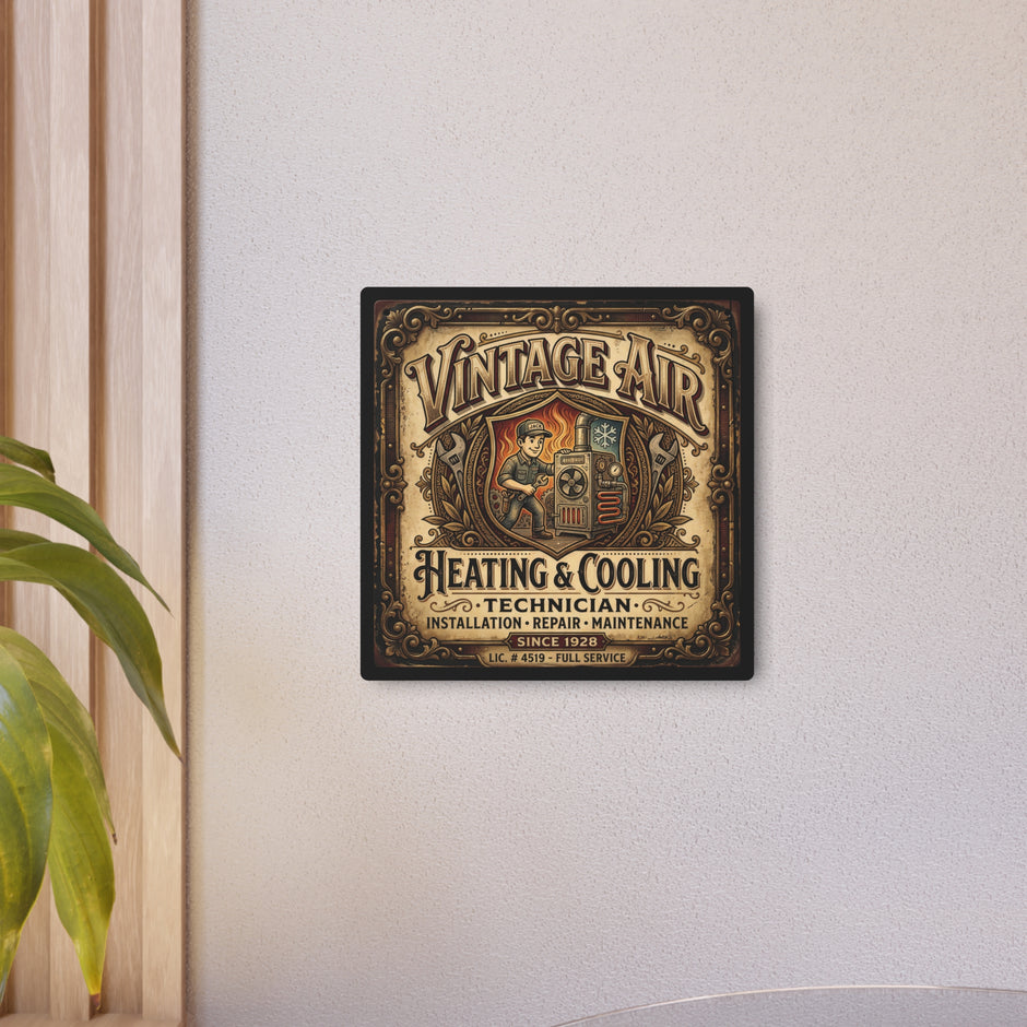 HVAC Technician - Vintage Air Heating & Cooling Metal Sign — Technician Retro Metal Wall Art - DCA0432