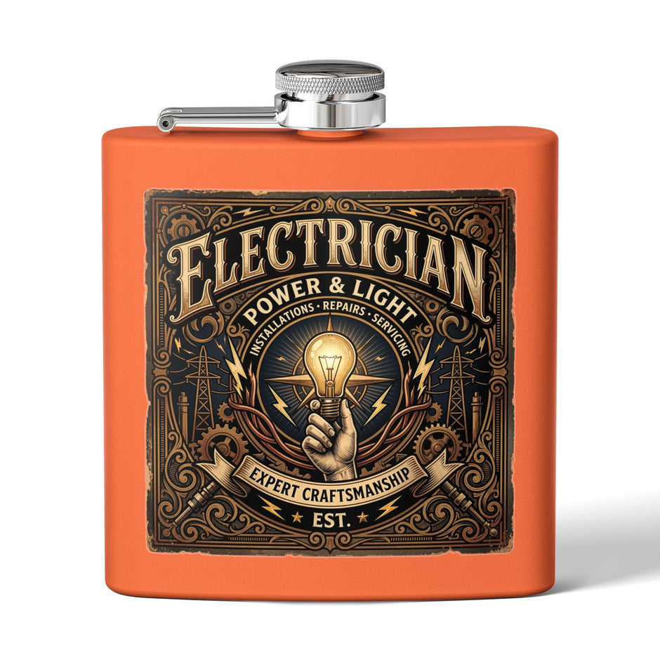 Electrician Licensed & Bonded Flask – 6oz Stainless Steel Hip Flask (Power • Lighting • Repairs) - DCA0421