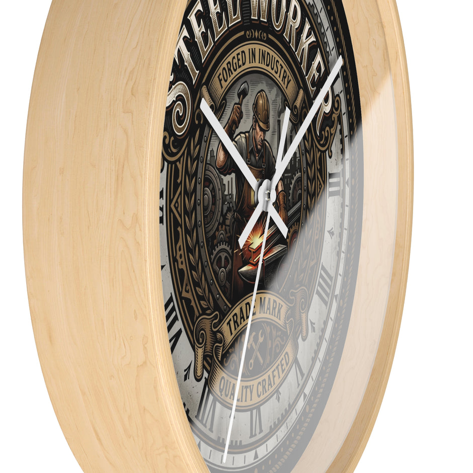 Steel Worker Wall Clock — Vintage Industrial Forge Clock - DCA0400