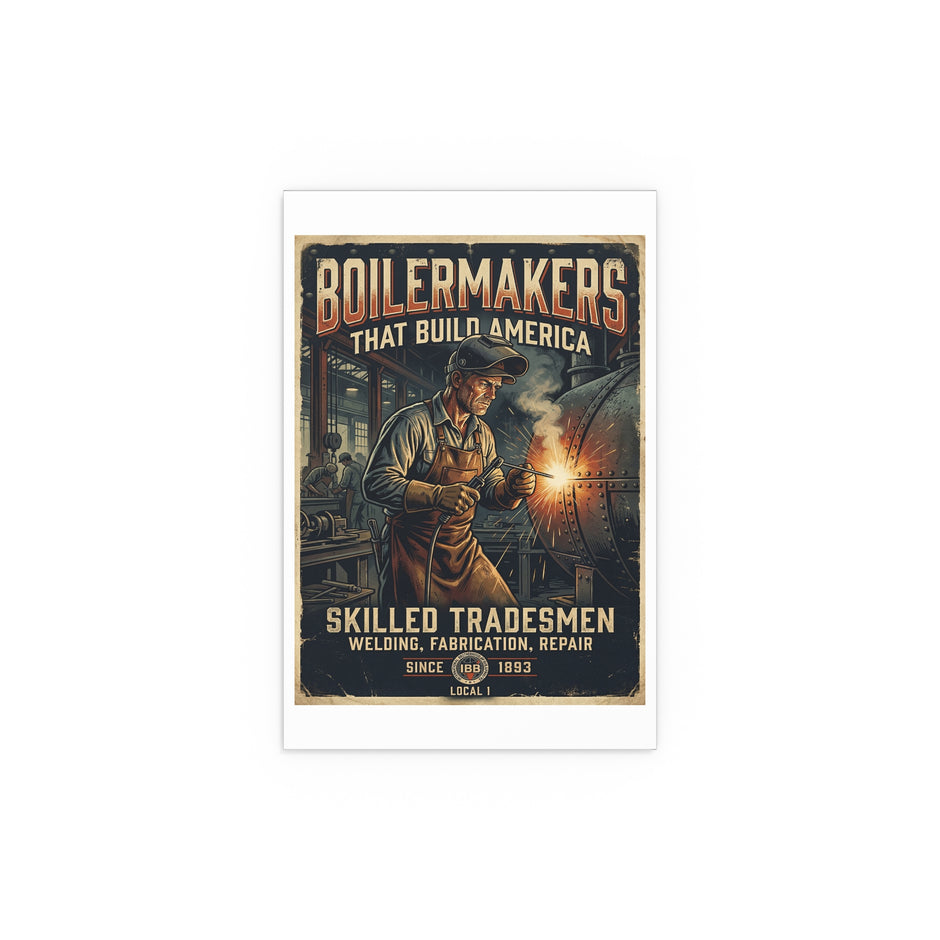 Boilermakers That Build America Silk Poster – Skilled Tradesmen Welding Vintage Wall Art