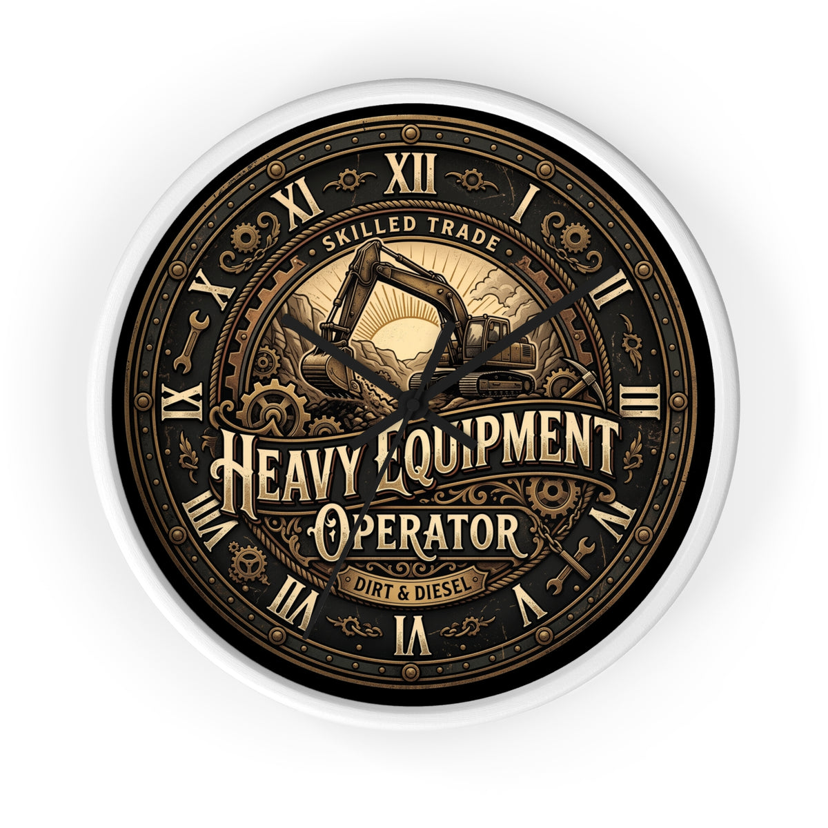 Heavy Equipment Operator Wall Clock — Vintage Excavator Garage & Workshop Decor - DCA0386