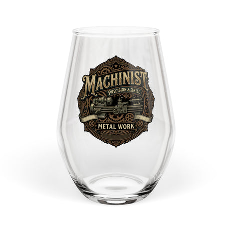 Machinist Metalwork Stemless Wine Glass – Vintage Toolshop Design - DCA0411