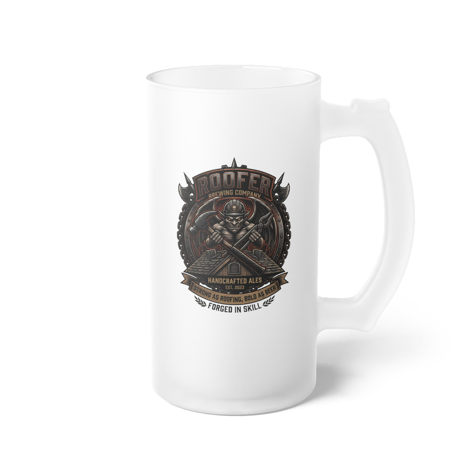 Roofer Frosted Glass Beer Mug – 16 oz Gift for Roofing Professionals - DCA0521