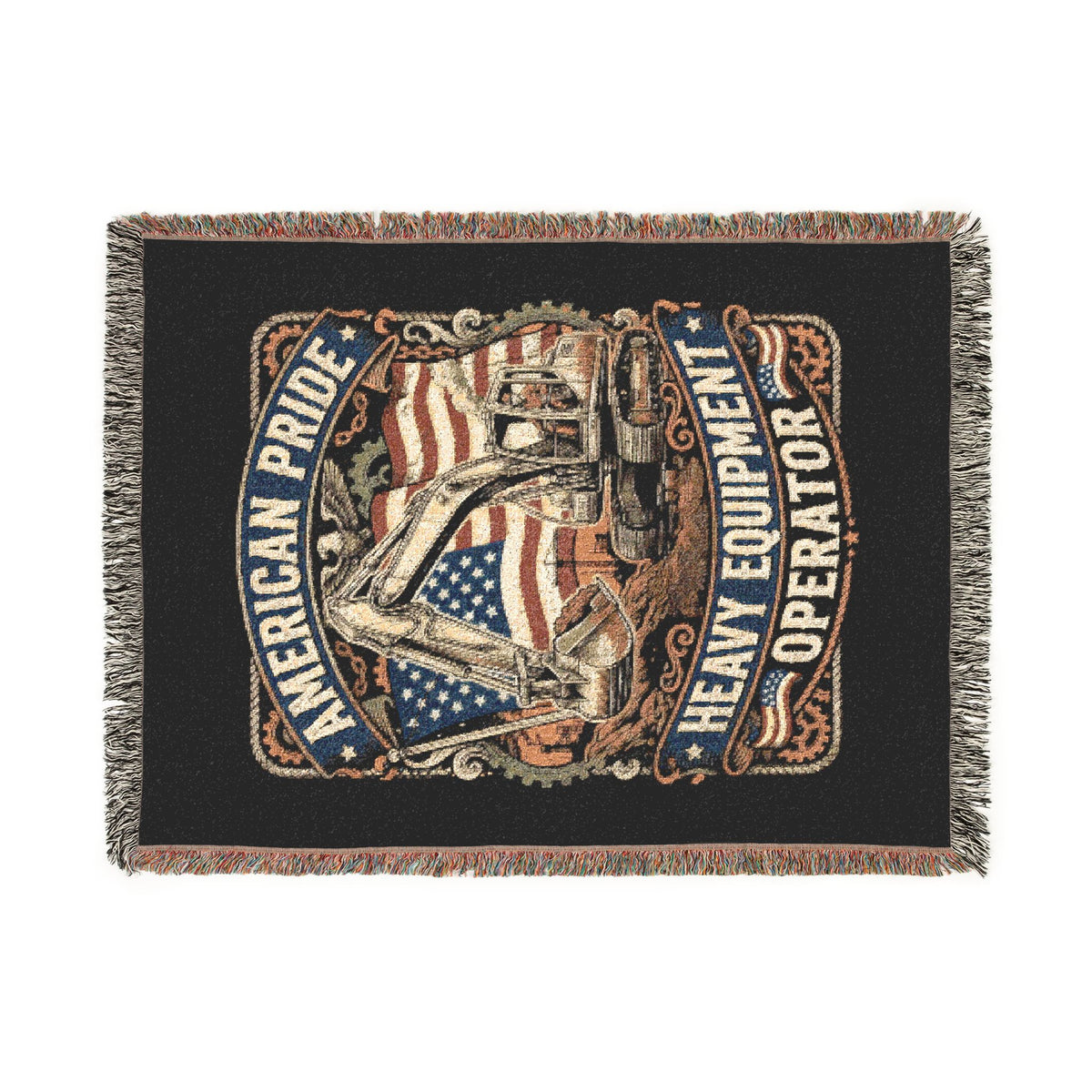 Heavy Equipment Operator Woven Blanket — American Pride Flag Design