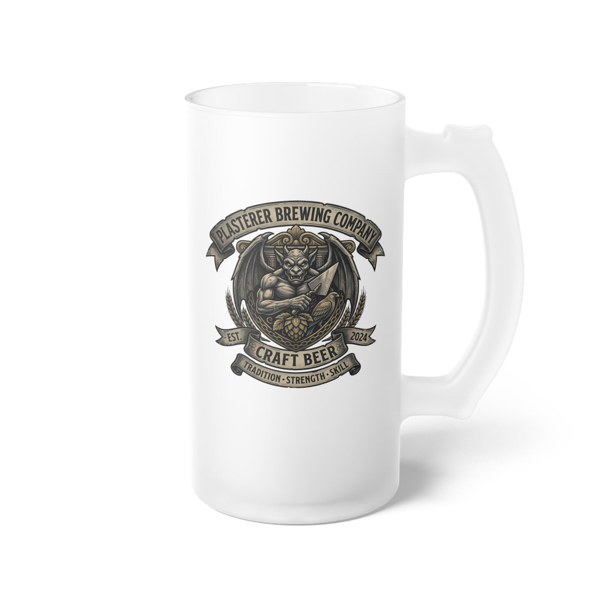 Plasterer Frosted Glass Beer Mug – Plasterer Trade Gift - DCA0519