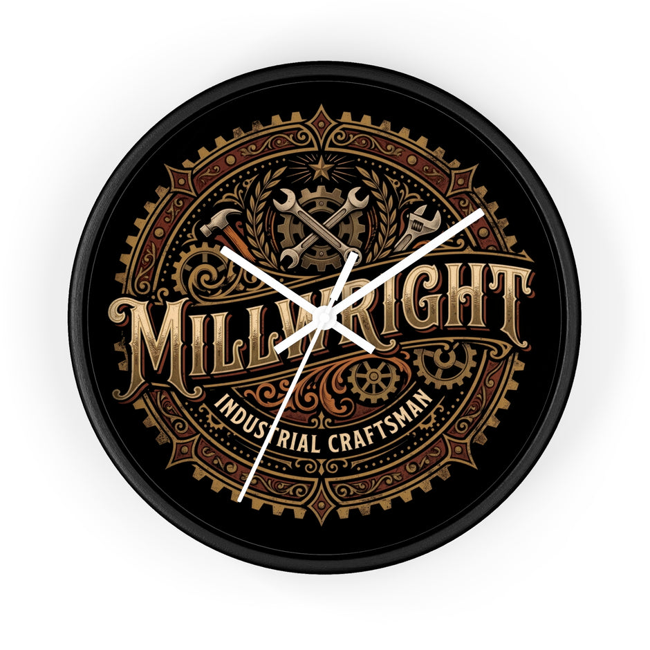 Millwright Industrial Wall Clock — Steampunk Gear Emblem - DCA0392