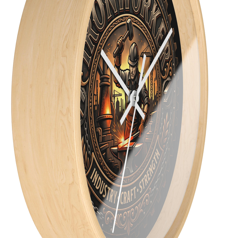 Ironworker Wall Clock — Vintage Industrial Forge Design (Industry • Craft • Strength) - DCA0388