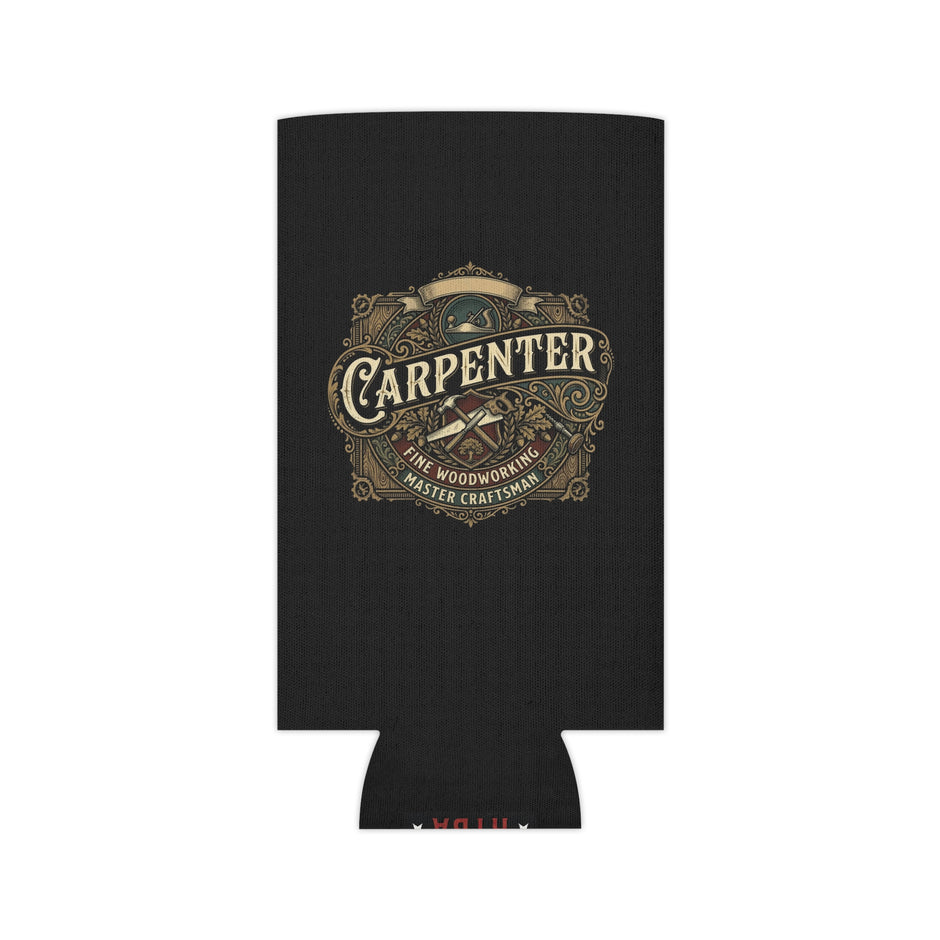 Carpenter Can Cooler — Retro Woodworking Logo Beverage Insulator - DCA0286