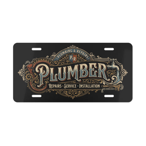 Plumber Vintage Emblem Vanity Plate — Decorative Aluminum License Tag - DCA0326