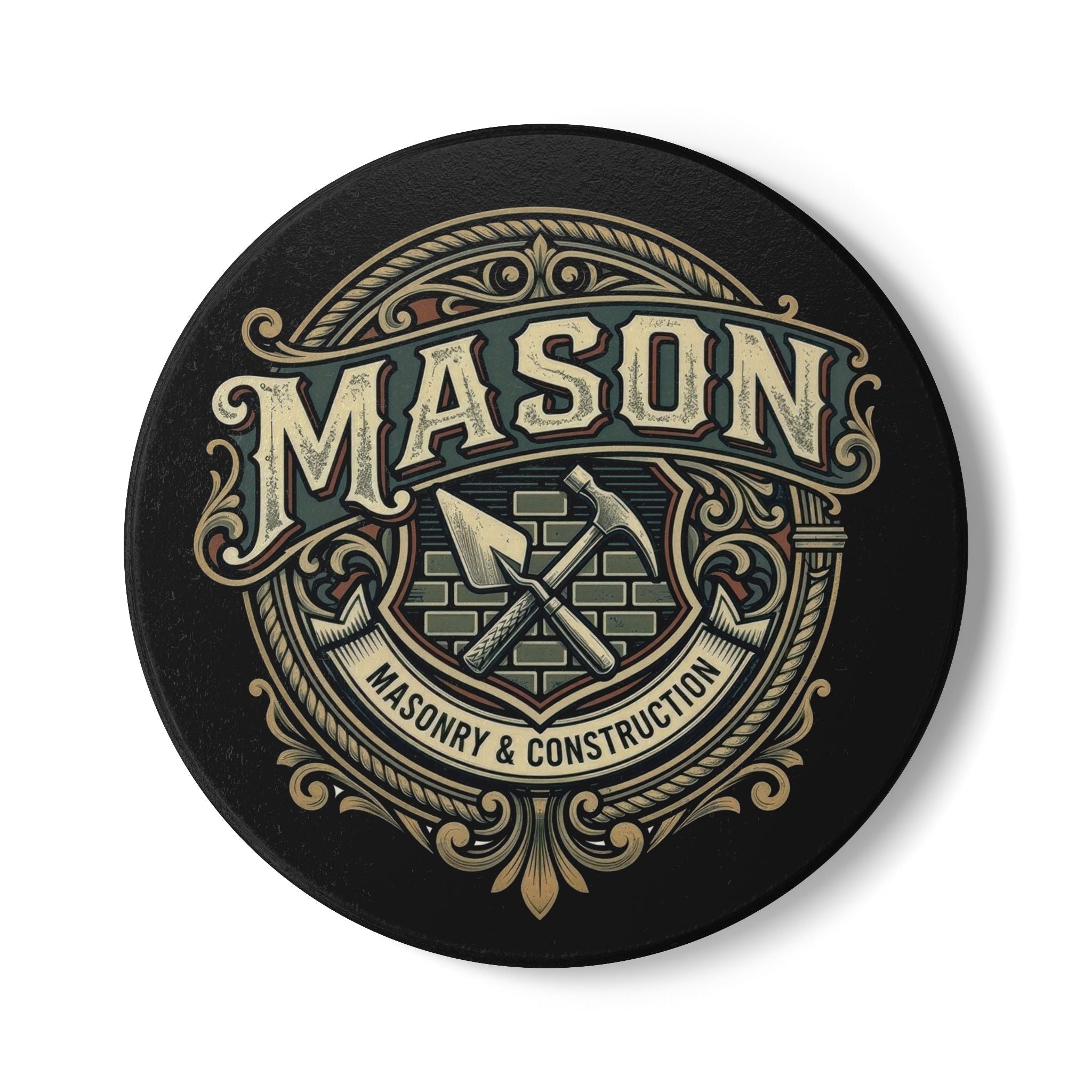 Mason & Construction Ceramic Coaster — Vintage Tradesman Gift - DCA0233