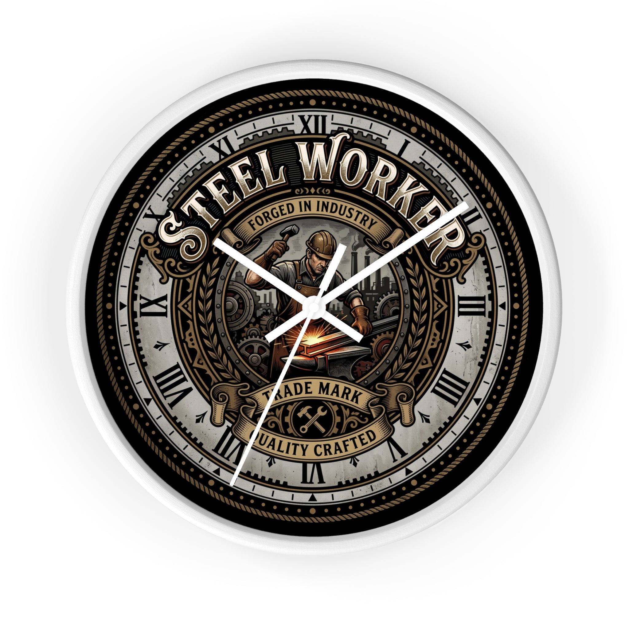 Steel Worker Wall Clock — Vintage Industrial Forge Clock - DCA0400