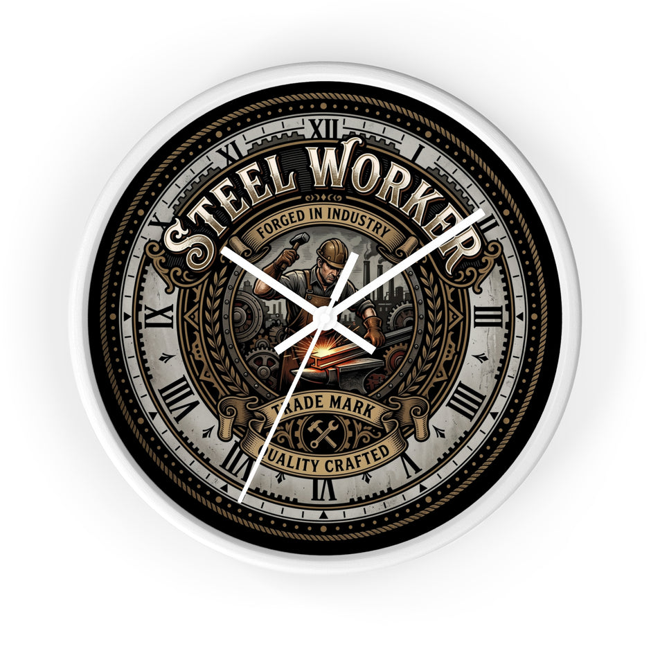 Steel Worker Wall Clock — Vintage Industrial Forge Clock - DCA0400