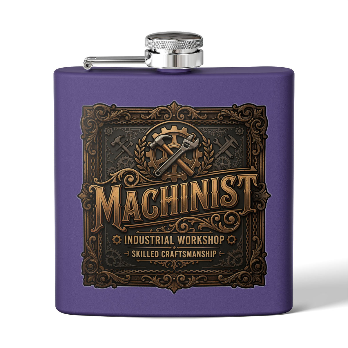 Machinist Flask — 6oz Stainless Steel Industrial Workshop Hip Flask - DCA0426