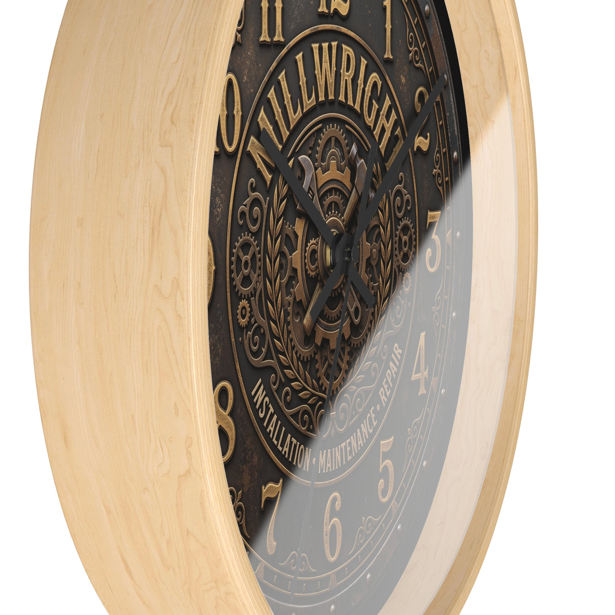 Millwright Vintage Industrial Wall Clock — Steampunk Workshop Decor - DCA0392