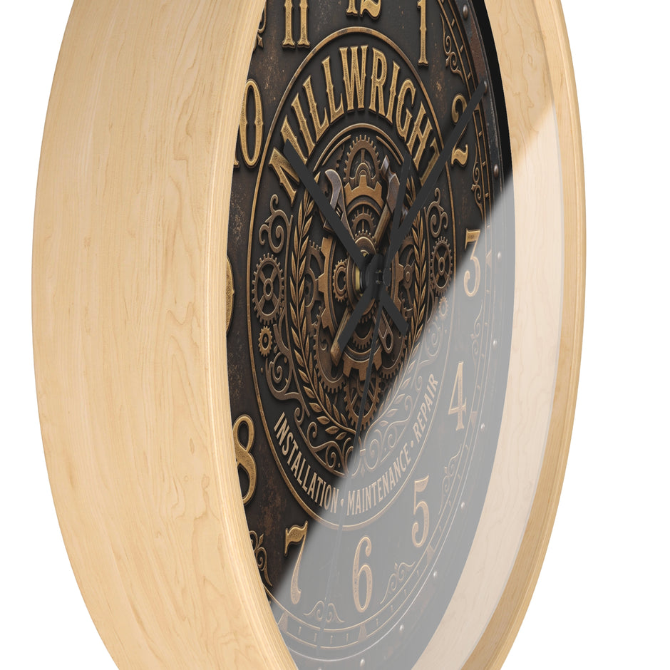 Millwright Vintage Industrial Wall Clock — Steampunk Workshop Decor - DCA0392