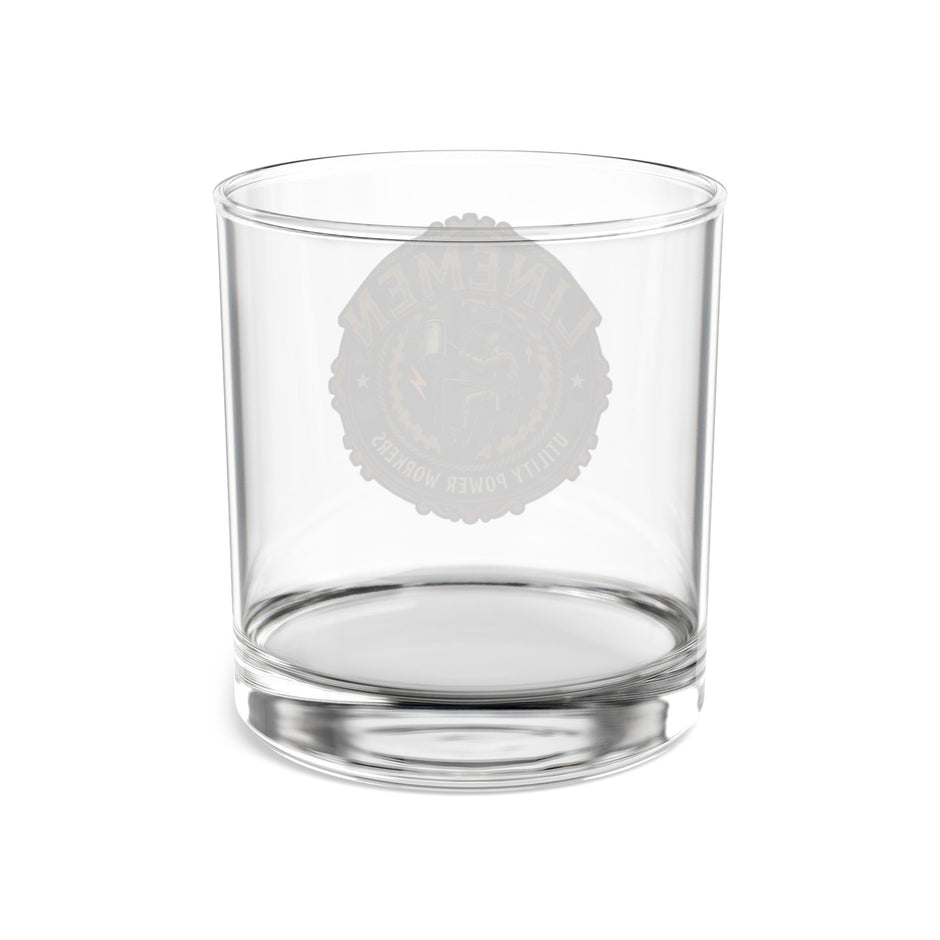 Linemen Whiskey Rocks Glass – 10oz Vintage Logo Drinkware - Linemen - DCA0201