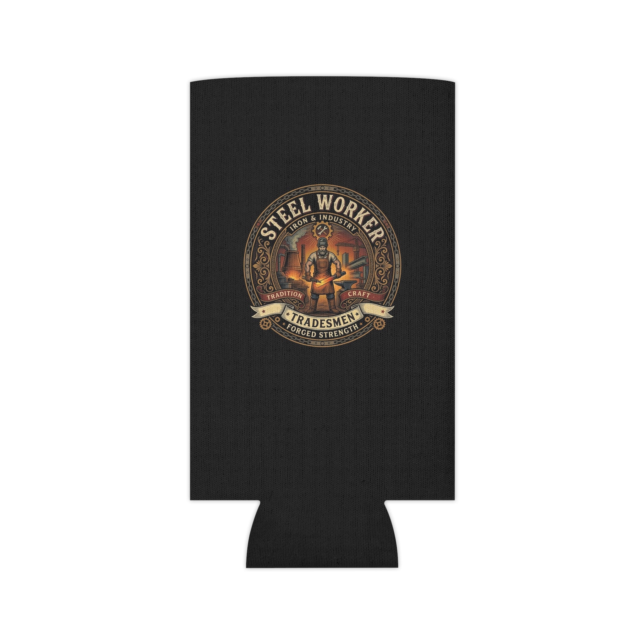 Steel Worker Can Cooler – HTBA Tradesmen Emblem Beer Koozie
