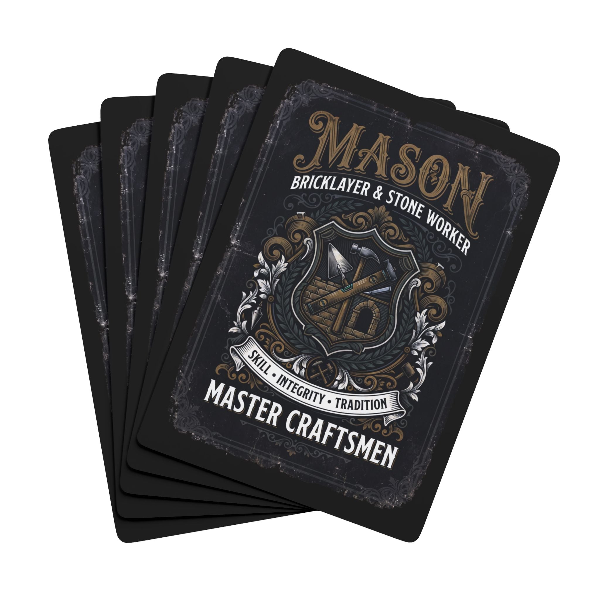 Mason Master Craftsmen Poker Playing Cards — Vintage Bricklayer & Stoneworker Deck - DCA0358