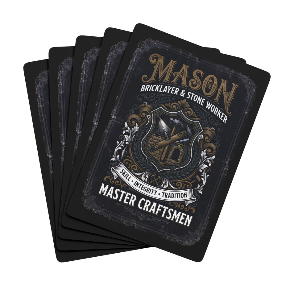 Mason Master Craftsmen Poker Playing Cards — Vintage Bricklayer & Stoneworker Deck - DCA0358