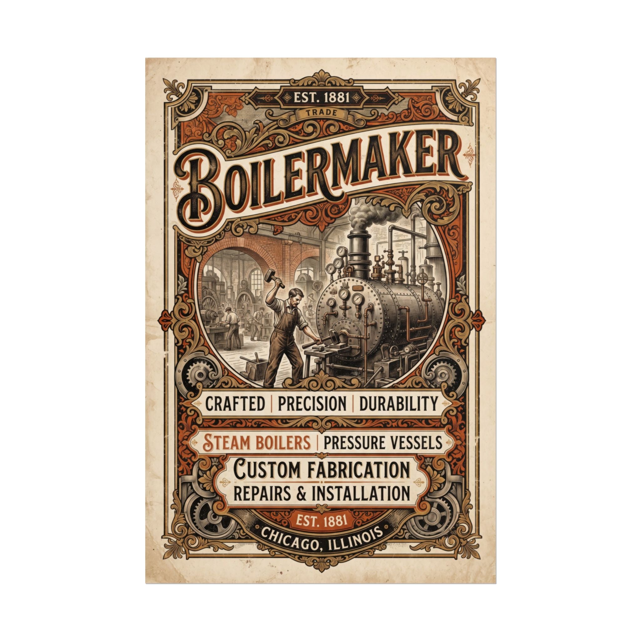 Boilermaker Vintage Industrial Rolled Poster — DCA0367
