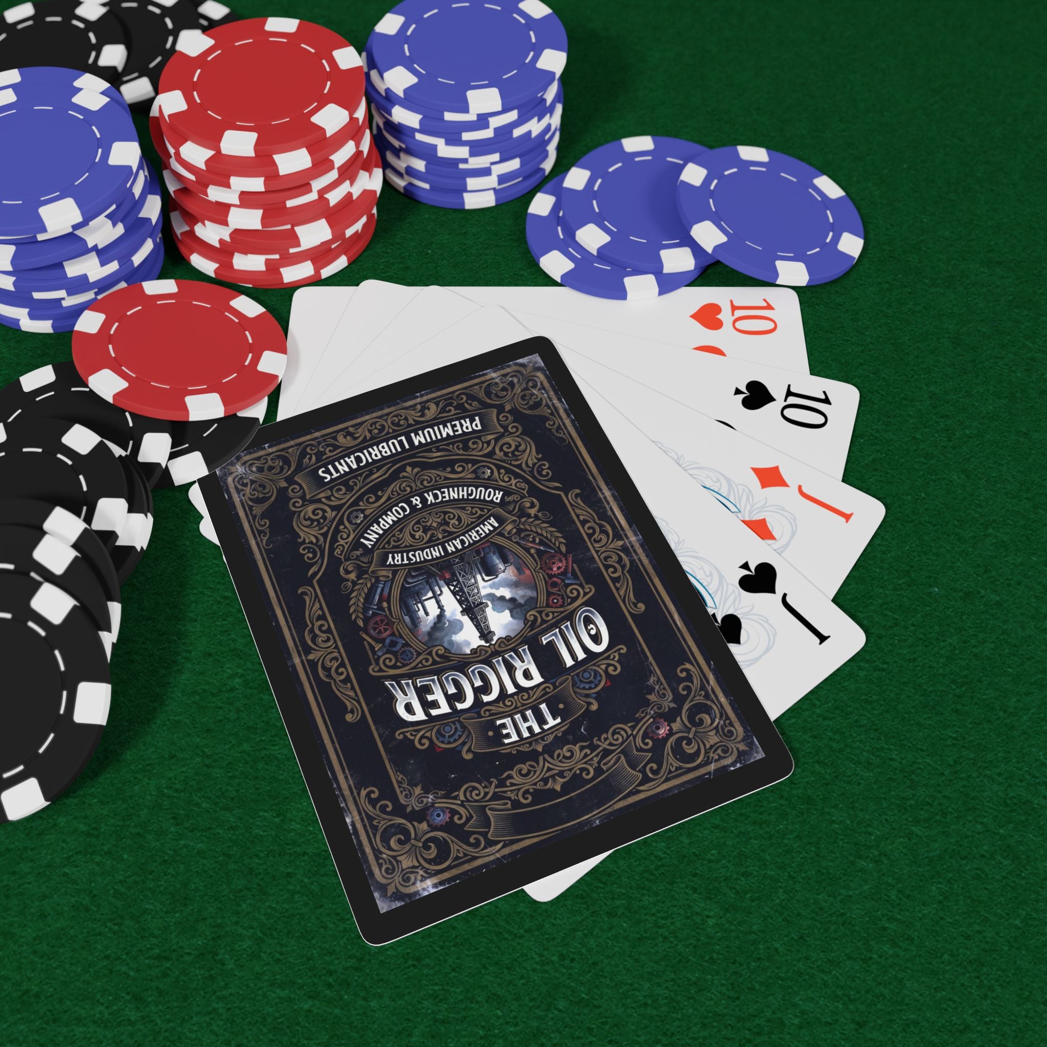 Oil Rigger Vintage Poker Deck — Retro Industrial Playing Cards - DCA0351