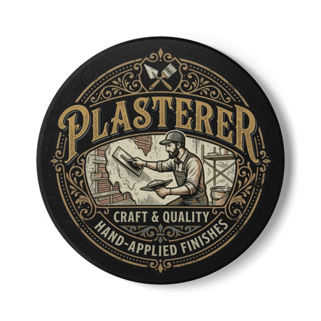 Plasterer Ceramic Coaster — Vintage Tradesman Logo, 'Craft & Quality'- DCA0238