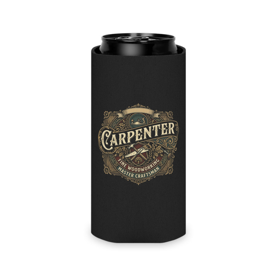 Carpenter Can Cooler — Retro Woodworking Logo Beverage Insulator - DCA0286