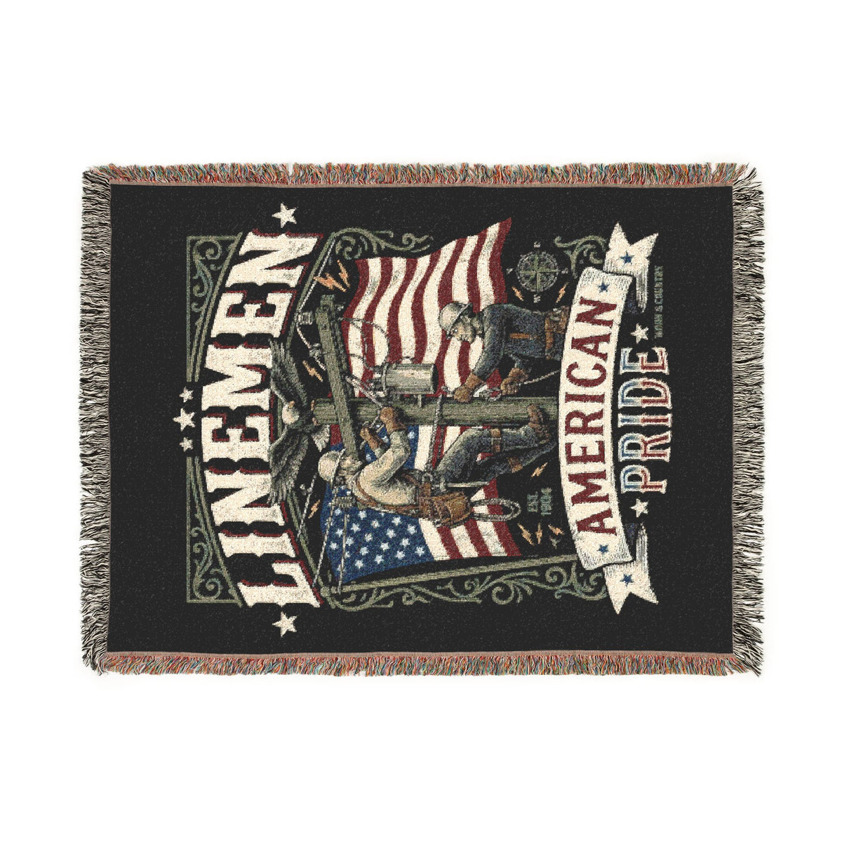Linemen Woven Blanket — American Pride Patriotic Flag Throw