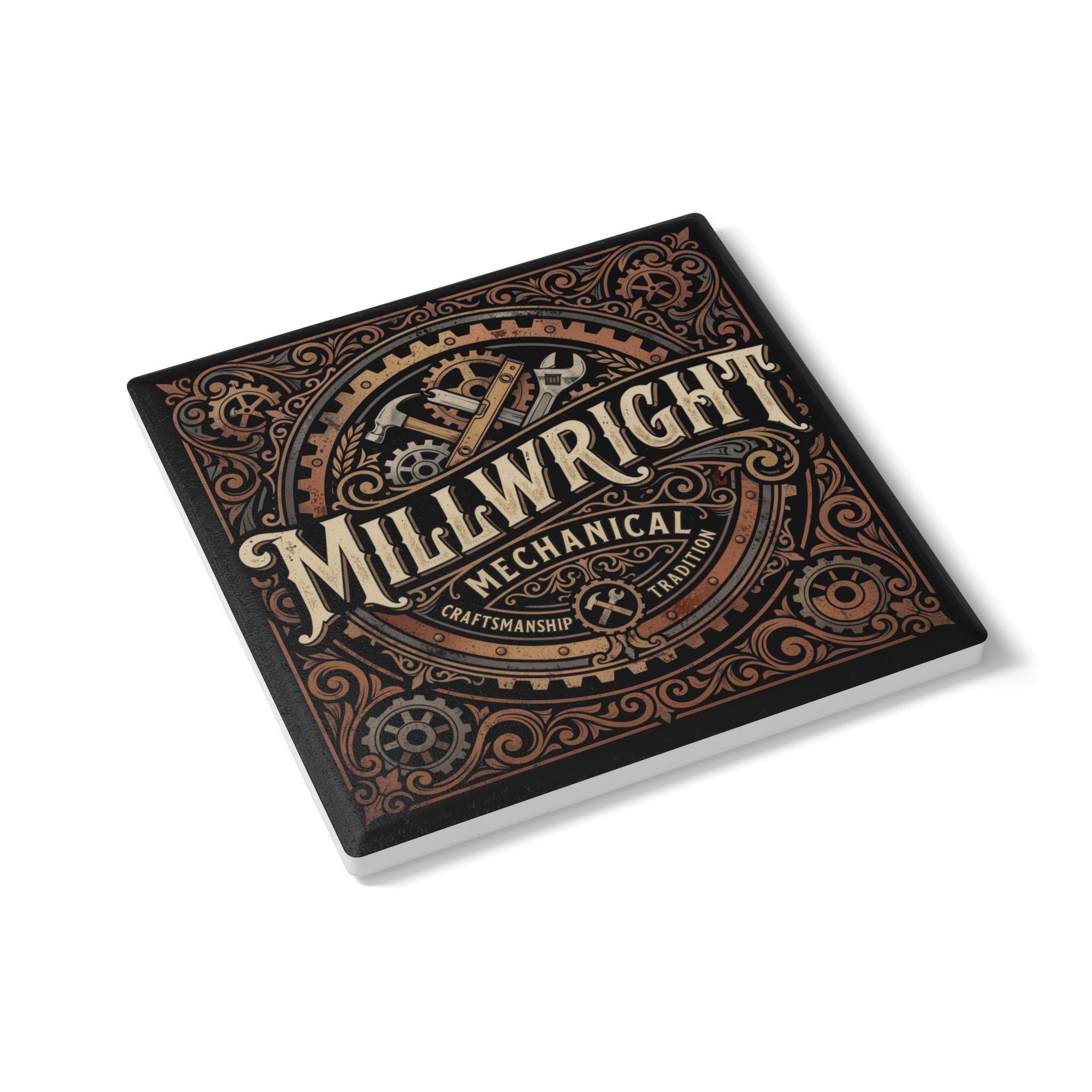 Millwright Mechanical Coaster — Vintage Industrial Ceramic Drink Coaster - DCA0235