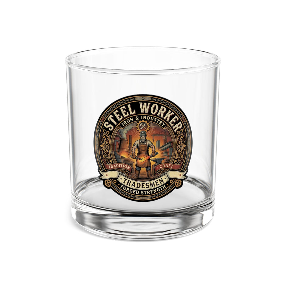 Steel Worker Tradesman 10oz Rocks Glass – Forged Strength Whiskey Tumbler - Steel Worker - DCA0196