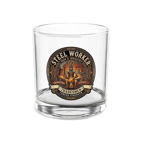 Steel Worker Tradesman 10oz Rocks Glass – Forged Strength Whiskey Tumbler - Steel Worker - DCA0196