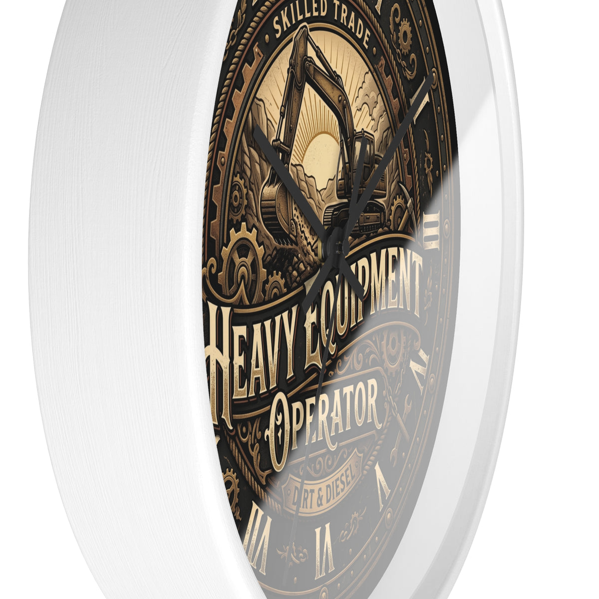 Heavy Equipment Operator Wall Clock — Vintage Excavator Garage & Workshop Decor - DCA0386
