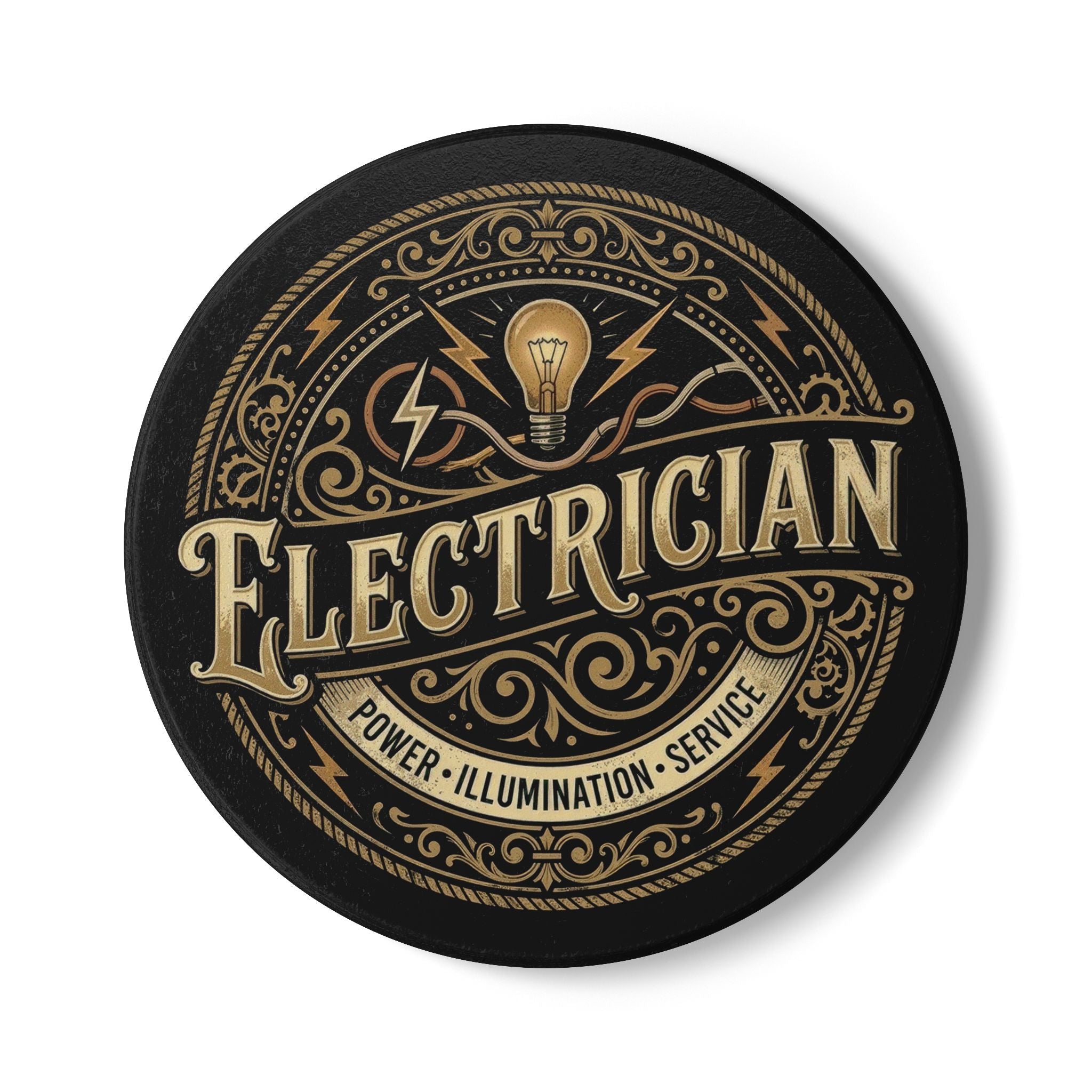 Electrician Ceramic Coaster — Vintage Power & Illumination Design - DCA0230