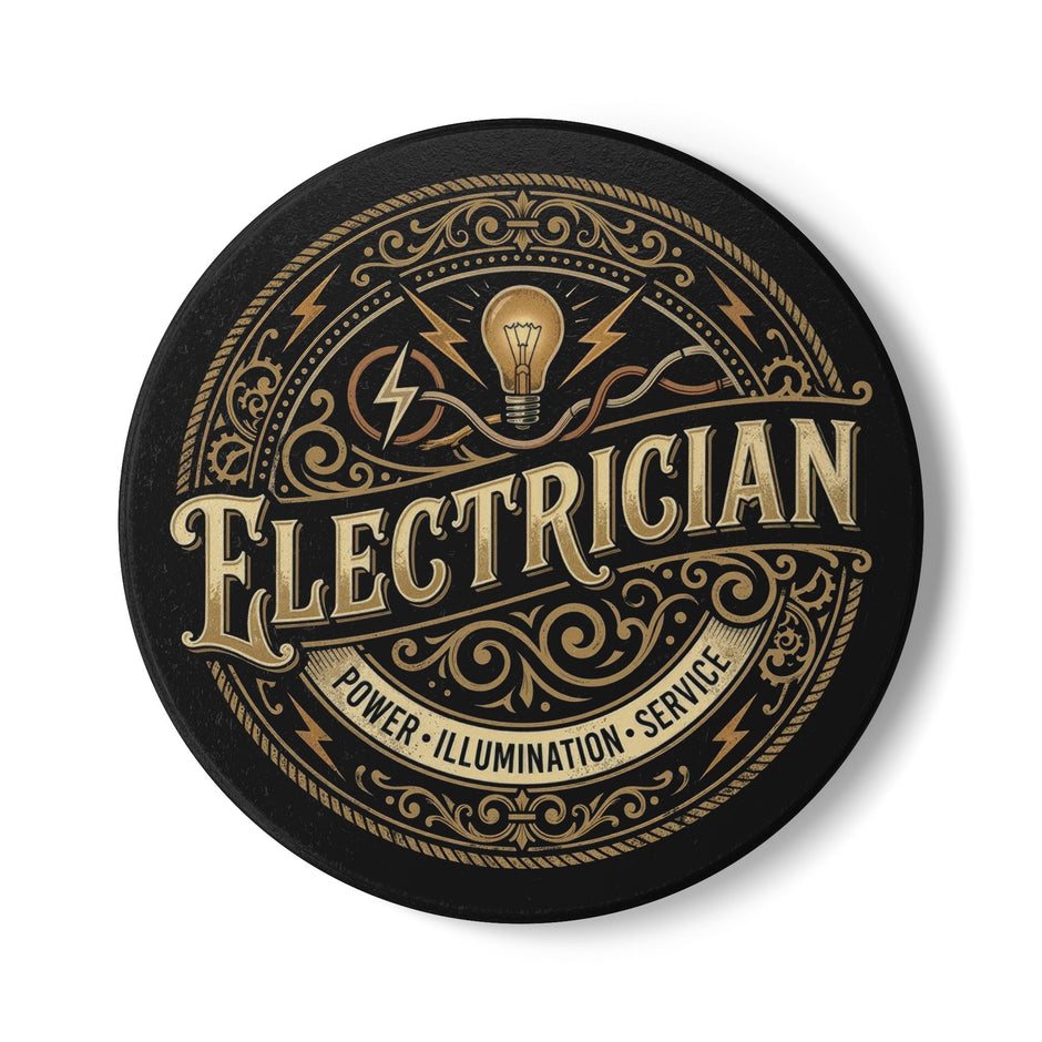 Electrician Ceramic Coaster — Vintage Power & Illumination Design - DCA0230