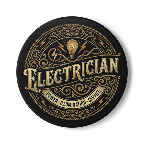 Electrician Ceramic Coaster — Vintage Power & Illumination Design - DCA0230