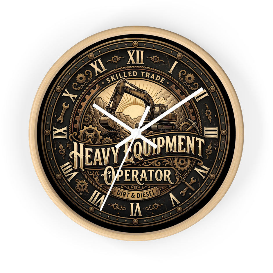 Heavy Equipment Operator Wall Clock — Vintage Excavator Garage & Workshop Decor - DCA0386