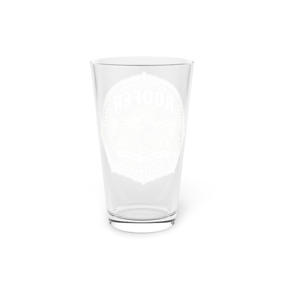 Roofer Vintage Emblem Pint Glass — 16oz Craftsman Beer Glass - DCA0189
