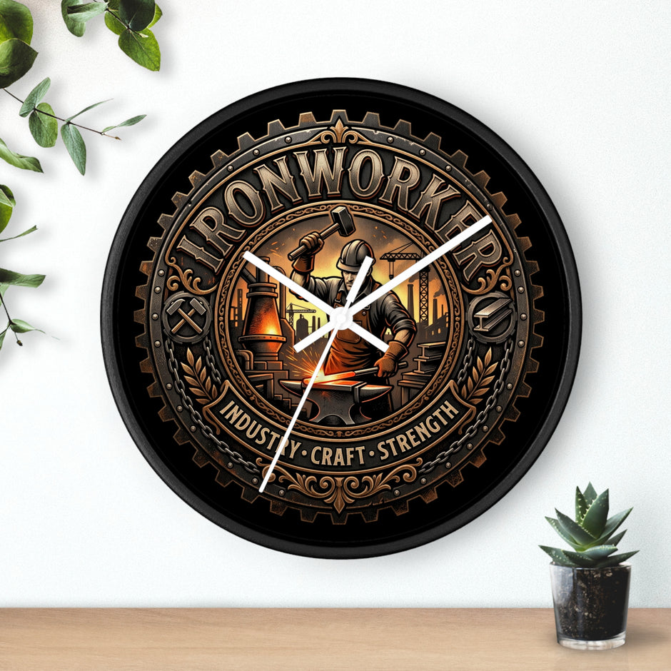 Ironworker Wall Clock — Vintage Industrial Forge Design (Industry • Craft • Strength) - DCA0388