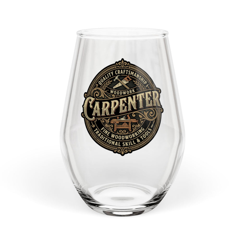 Carpenter Vintage Badge Stemless Wine Glass — 11.75oz - DCA0335