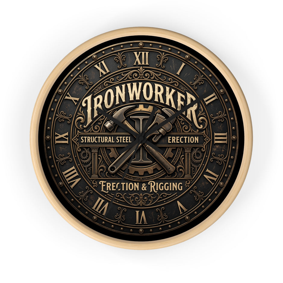 Ironworker Vintage Wall Clock — Structural Steel Erection & Rigging Decor - DCA0388
