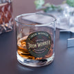 Iron Worker 10oz Rocks Glass — Skilled Iron Worker Vintage Badge Whiskey Glass - DCA0258