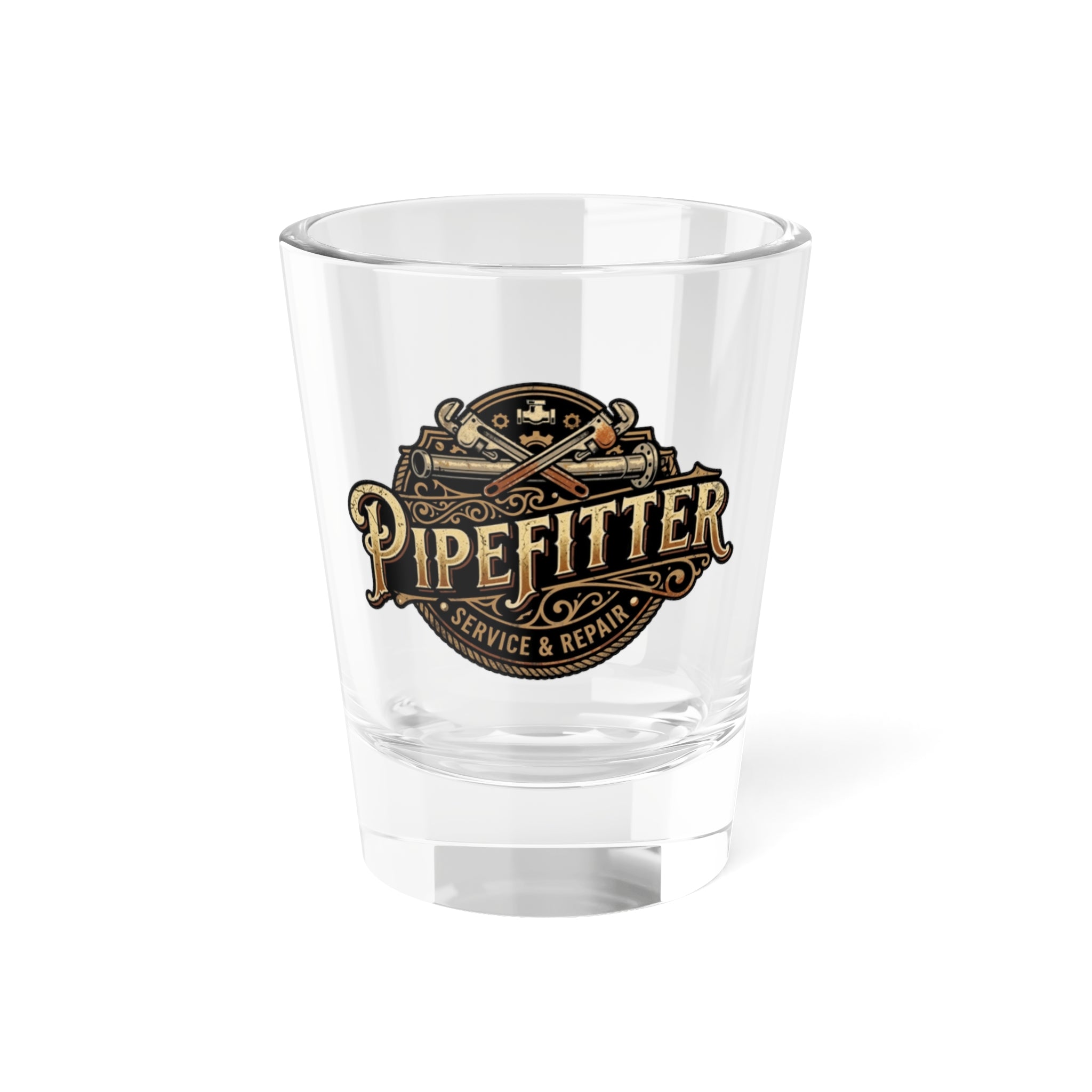 Pipefitter Shot Glass – 1.5oz Vintage Trade Logo Barware - Pipefitter - DCA0165