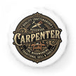 Bottle opener for a carpenter with text and tools on a white background