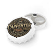 Carpenter brand bottle opener with woodworking design on a white background