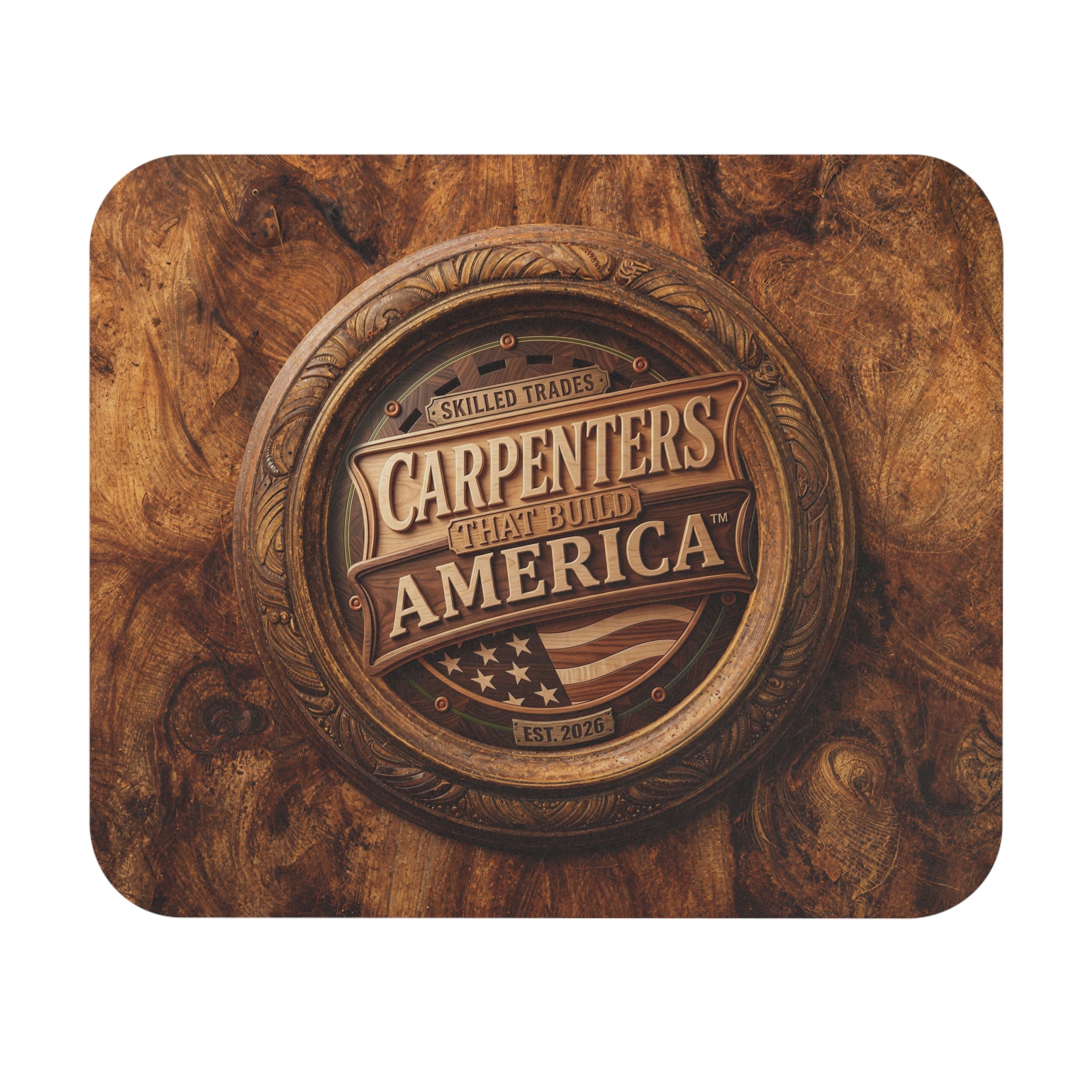 Carpenter square mouse pad on a White Background