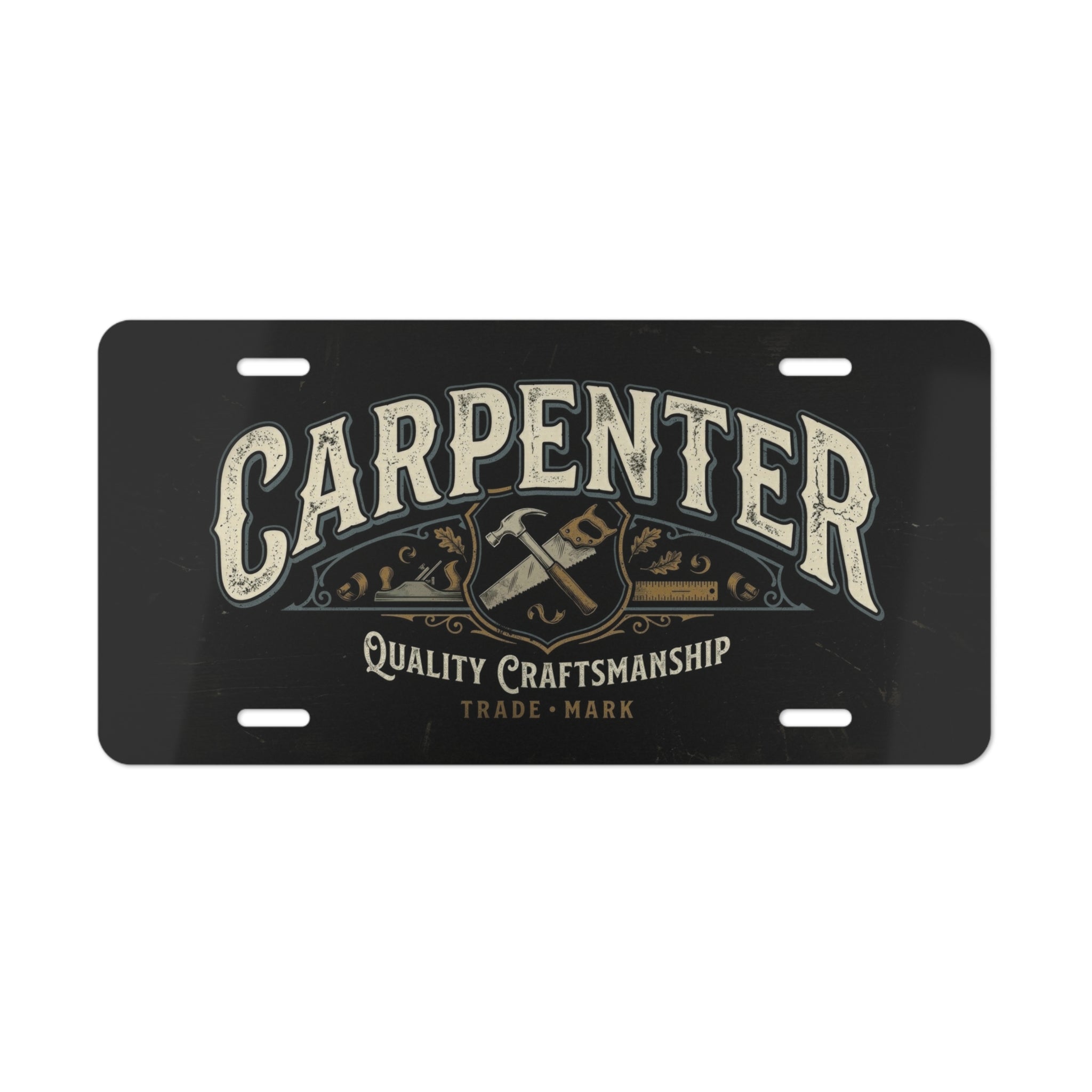 Front side of vanity license plate on a white background
