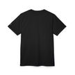 Black t-shirt against a white background