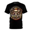 Black t-shirt with a Carpenter text and a skull-themed graphic design featuring a skull and tools on a white background.