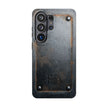 Phone case with a textured brown back and 'HTBA' logo on a white background